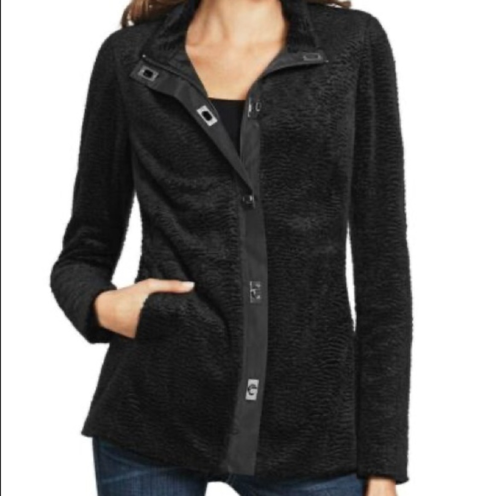 CAbi Faux Persian Lamb Jacket Zipfront Size Small